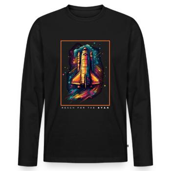 Cadeau spatial de vaisseau spatial de la navette spatiale - T-shirt manches longues Premium bio Homme - noir - Devant - Nico (187cm)