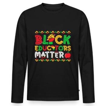 Funny African Month - Men's Premium Organic Long Sleeve Shirt - black - Front - Nico (187cm)