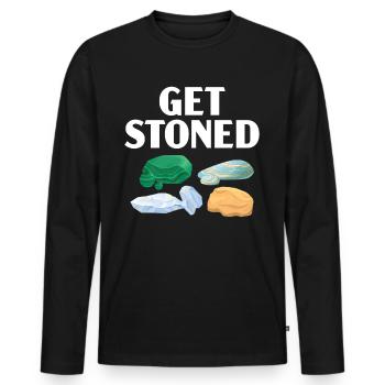 Get Stoned Geology Rockhound Rock Gathering - Men's Premium Organic Long Sleeve Shirt - black - Front - Nico (187cm)
