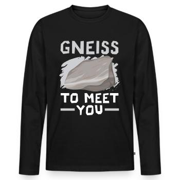 Gneiss to get to know Geology Stone collecting - Men's Premium Organic Long Sleeve Shirt - black - Front - Nico (187cm)