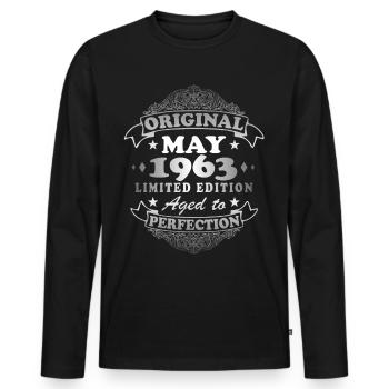 May 1963 Birthday May 1963 Gift 1963 - Men's Premium Organic Long Sleeve Shirt - black - Front - Nico (187cm)