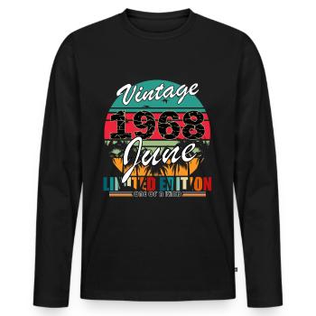 1968 Juni Limitierte Edition - Männer Premium Bio Langarmshirt - Schwarz - Vorne - Nico (187cm)