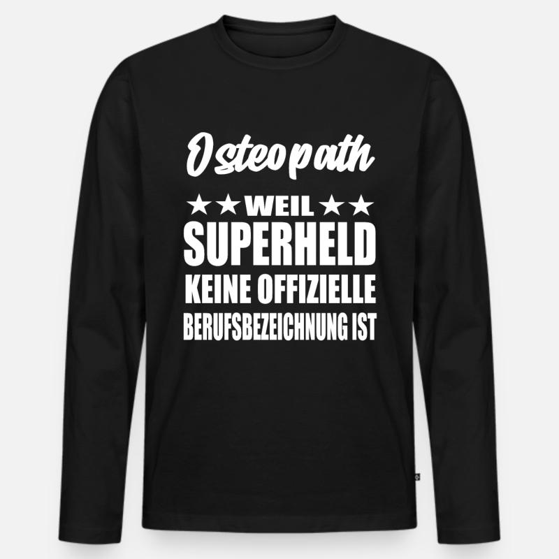 Osteopath Superheld Spruch - Männer Premium Bio Langarmshirt - Schwarz