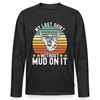 Highland Cow Hochlandkuh - Männer Premium Bio Langarmshirt - Anthrazit meliert - Vorne - Nico (187cm)