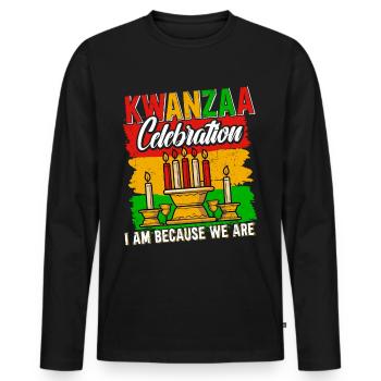 Kwanzaa Celebrate - Men's Premium Organic Long Sleeve Shirt - black - Front - Nico (187cm)