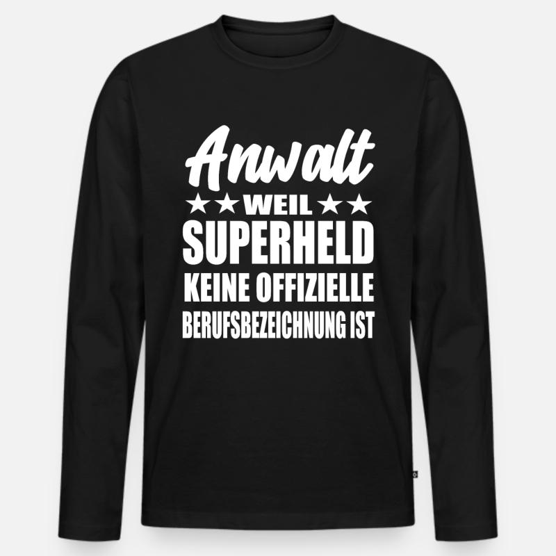 Anwalt Superheld Spruch - Männer Premium Bio Langarmshirt - Schwarz