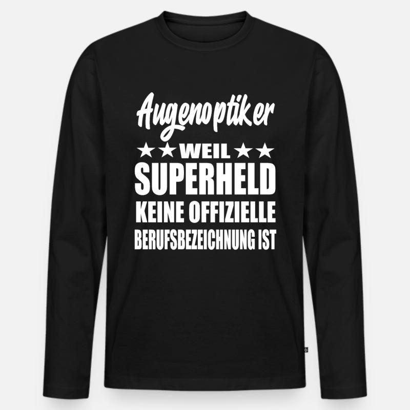 Augenoptiker Superheld Spruch - Männer Premium Bio Langarmshirt - Schwarz