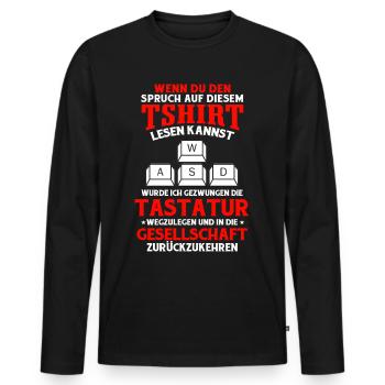 Zocken - Männer Premium Bio Langarmshirt - Schwarz - Vorne - Nico (187cm)