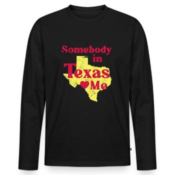 Texas - T-shirt manches longues Premium bio Homme - noir - Devant - Nico (187cm)