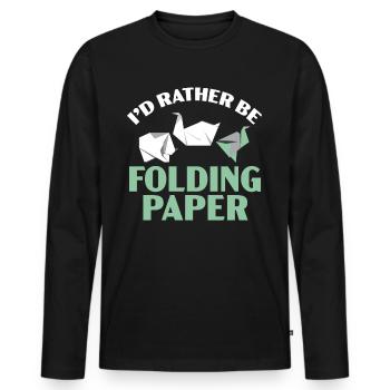 Je préfère plier l’origami japonais en papier - T-shirt manches longues Premium bio Homme - noir - Devant - Nico (187cm)