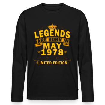Mai 1978 | Anniversaire 1978 Millésime Mai - T-shirt manches longues Premium bio Homme - noir - Devant - Nico (187cm)