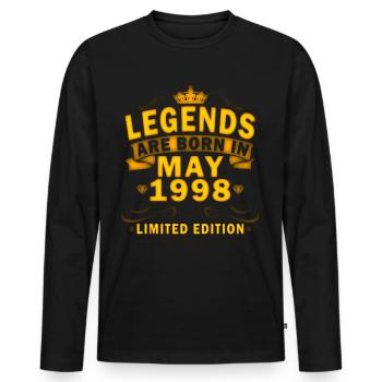Mai 1998 Jubiläum Mai 1998 Schenkung 1998 - Männer Premium Bio Langarmshirt - Schwarz - Vorne - Nico (187cm)