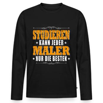 Maler Lackierer Studieren kann jeder - Männer Premium Bio Langarmshirt - Schwarz - Vorne - Nico (187cm)