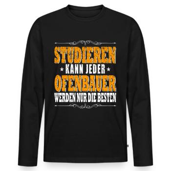 Ofenbauer Kaminbauer Ofenbaumeister - Männer Premium Bio Langarmshirt - Schwarz - Vorne - Nico (187cm)
