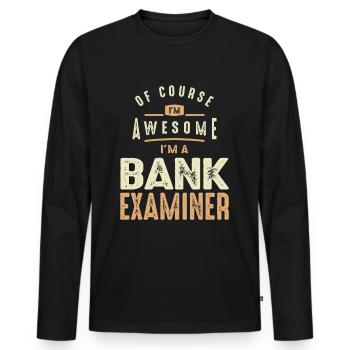 Super examinateur de banque - T-shirt manches longues Premium bio Homme - noir - Devant - Nico (187cm)