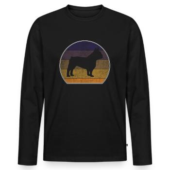 Retro French Bulldog Französische Bulldogge - Men's Premium Organic Long Sleeve Shirt - black - Front - Nico (187cm)