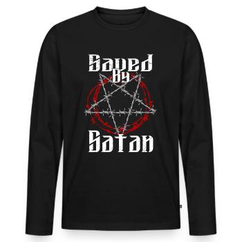 Satan Belzébuth Diable Gothique Pentagramme Mystique - T-shirt manches longues Premium bio Homme - noir - Devant - Nico (187cm)