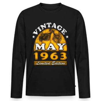 Moto moto Né en mai 1963 - T-shirt manches longues Premium bio Homme - noir - Devant - Nico (187cm)