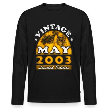 Motard motard né en mai 2003 - T-shirt manches longues Premium bio Homme - noir - Devant - Nico (187cm)