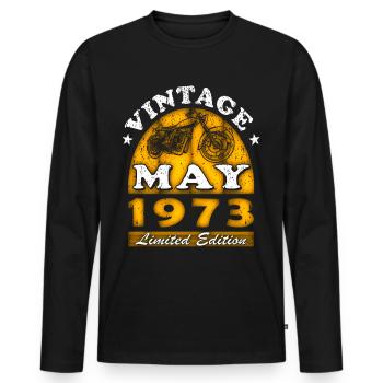 Moto moto Né en mai 1973 - T-shirt manches longues Premium bio Homme - noir - Devant - Nico (187cm)