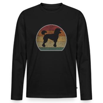 Retro Pudel Sonnenuntergang - Männer Premium Bio Langarmshirt - Schwarz - Vorne - Nico (187cm)
