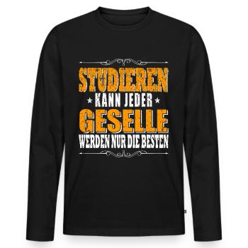 Geselle Handwerker Handwerksgeselle Elektrotechnik - Männer Premium Bio Langarmshirt - Schwarz - Vorne - Nico (187cm)