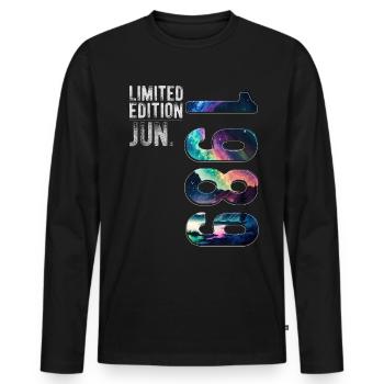 Limited Edition 1989 Juni Geburtstag Nordlichter - Männer Premium Bio Langarmshirt - Schwarz - Vorne - Nico (187cm)