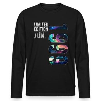 Limited Edition 1999 Juni Geburtstag Nordlichter - Männer Premium Bio Langarmshirt - Schwarz - Vorne - Nico (187cm)