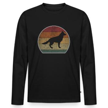 Retro German Shepherd Sunset - Men's Premium Organic Long Sleeve Shirt - black - Front - Nico (187cm)
