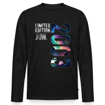 Limited Edition 2003 Juni Geburtstag Nordlichter - Männer Premium Bio Langarmshirt - Schwarz - Vorne - Nico (187cm)