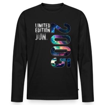 Édition Limitée 2005 Juin Anniversaire Aurores boréales - T-shirt manches longues Premium bio Homme - noir - Devant - Nico (187cm)