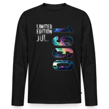 Limited Edition 1970 Juli Geburtstag Nordlichter - Männer Premium Bio Langarmshirt - Schwarz - Vorne - Nico (187cm)