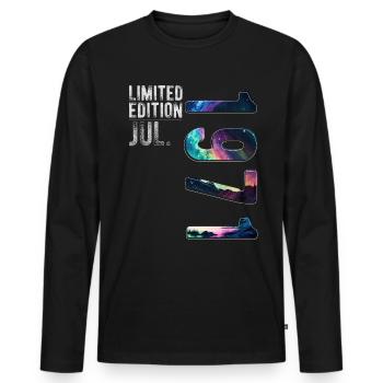 Limited Edition 1971 Juli Geburtstag Nordlichter - Männer Premium Bio Langarmshirt - Schwarz - Vorne - Nico (187cm)