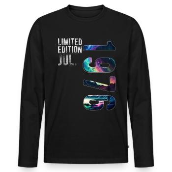 Limited Edition 1976 Juli Geburtstag Nordlichter - Männer Premium Bio Langarmshirt - Schwarz - Vorne - Nico (187cm)