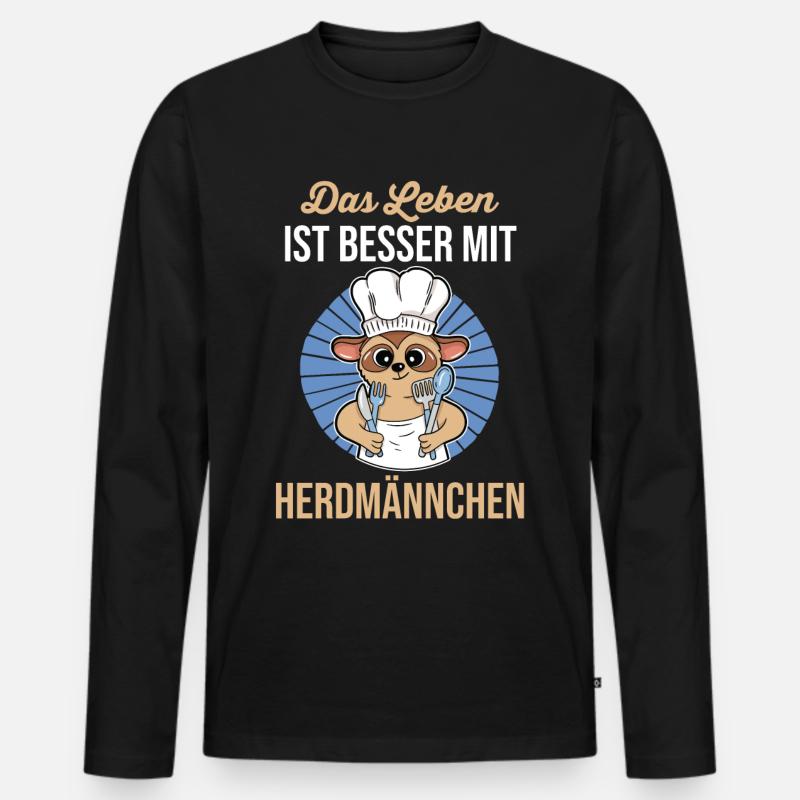 Erdmännchen Herdmännchen - Männer Premium Bio Langarmshirt - Schwarz