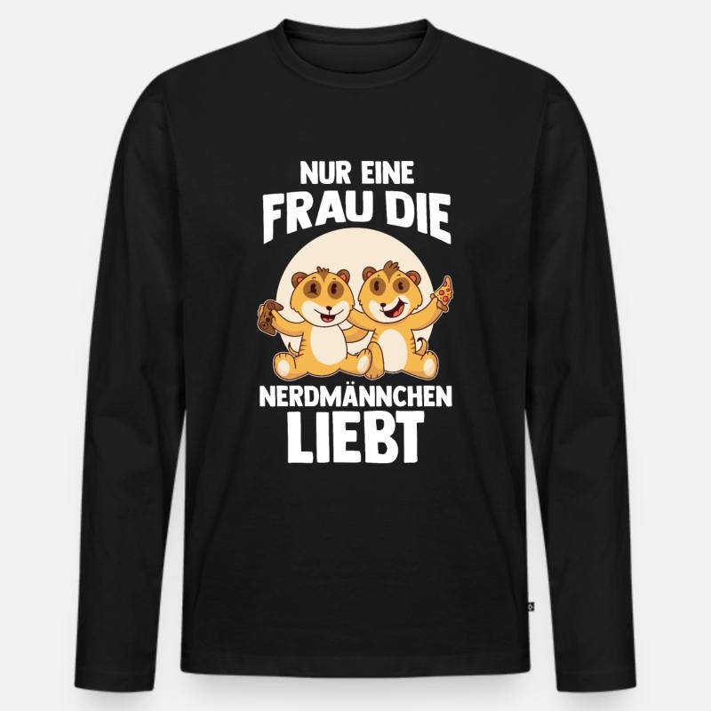 Erdmännchen Nerdmännchen - Männer Premium Bio Langarmshirt - Schwarz