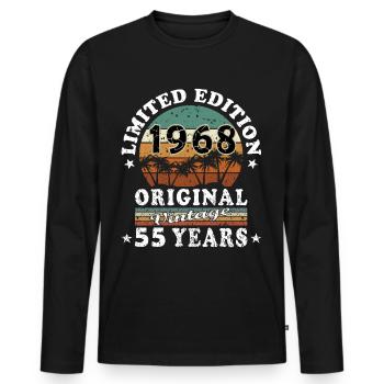 55. Geburtstag Juni Jahrgang 1968 Geschenkidee - Männer Premium Bio Langarmshirt - Schwarz - Vorne - Nico (187cm)