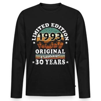 30e anniversaire 1993 Né 30 ans - T-shirt manches longues Premium bio Homme - noir - Devant - Nico (187cm)