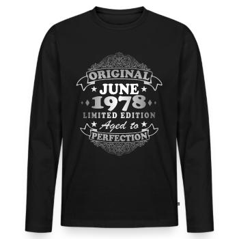 Juni 1978 Original 1978 Jahrestag 1978 Juni - Männer Premium Bio Langarmshirt - Schwarz - Vorne - Nico (187cm)