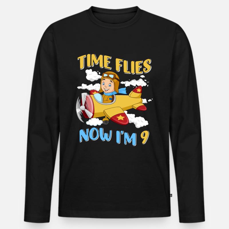 Now i'm 9 - Männer Premium Bio Langarmshirt - Schwarz