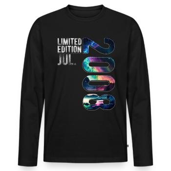Limited Edition 2008 Juli Geburtstag Nordlichter - Männer Premium Bio Langarmshirt - Schwarz - Vorne - Nico (187cm)