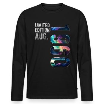 Limited Edition 1960 August Geburtstag Nordlichter - Männer Premium Bio Langarmshirt - Schwarz - Vorne - Nico (187cm)