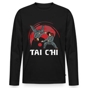 Tai Chi Chuan Shirt Taichi Taichichuan Taijiquan - Men's Premium Organic Long Sleeve Shirt - black - Front - Nico (187cm)