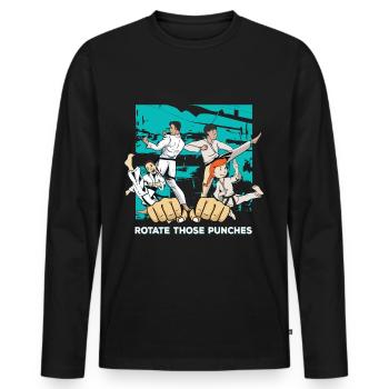 Ceinture noire - Fille d’arts martiaux - T-shirt manches longues Premium bio Homme - noir - Devant - Nico (187cm)