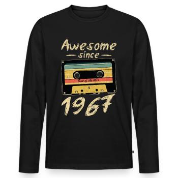 1967 Anniversaire 1967 Né Cadeau d’anniversaire - T-shirt manches longues Premium bio Homme - noir - Devant - Nico (187cm)