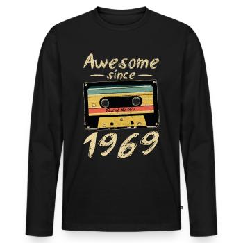1969 Anniversaire 1969 Né Cadeau d’anniversaire - T-shirt manches longues Premium bio Homme - noir - Devant - Nico (187cm)