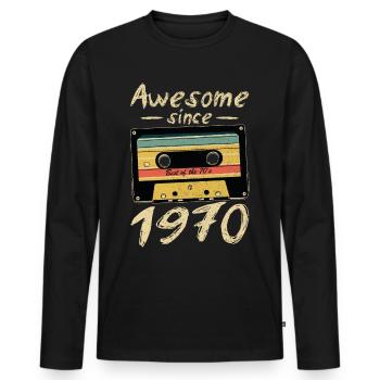 1970 Birthday 1970 Born Birthday Present - Men's Premium Organic Long Sleeve Shirt - black - Front - Nico (187cm)