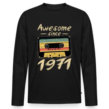 1971 Anniversaire 1971 Né Cadeau d’anniversaire - T-shirt manches longues Premium bio Homme - noir - Devant - Nico (187cm)