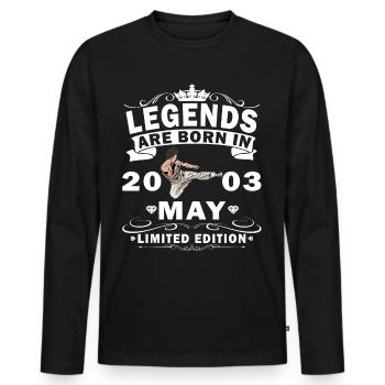 Karaté Fighter Fighter Birthday Mai 2003 MMA - T-shirt manches longues Premium bio Homme - noir - Devant - Nico (187cm)
