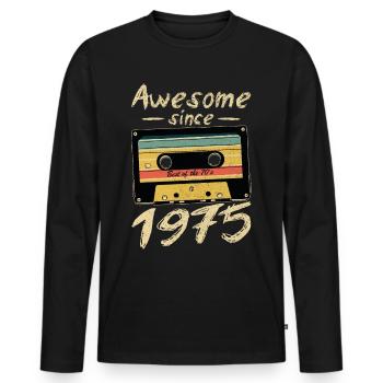1975 Anniversaire 1975 Né Cadeau d’anniversaire - T-shirt manches longues Premium bio Homme - noir - Devant - Nico (187cm)